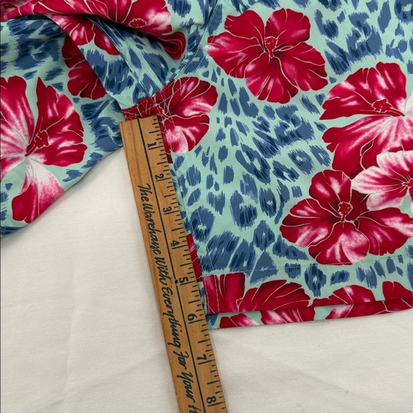 Trunks Surf & Swim Shorts Mens Small Hawaiian Flower Blue Red Mesh Liner - Picture 6 of 7